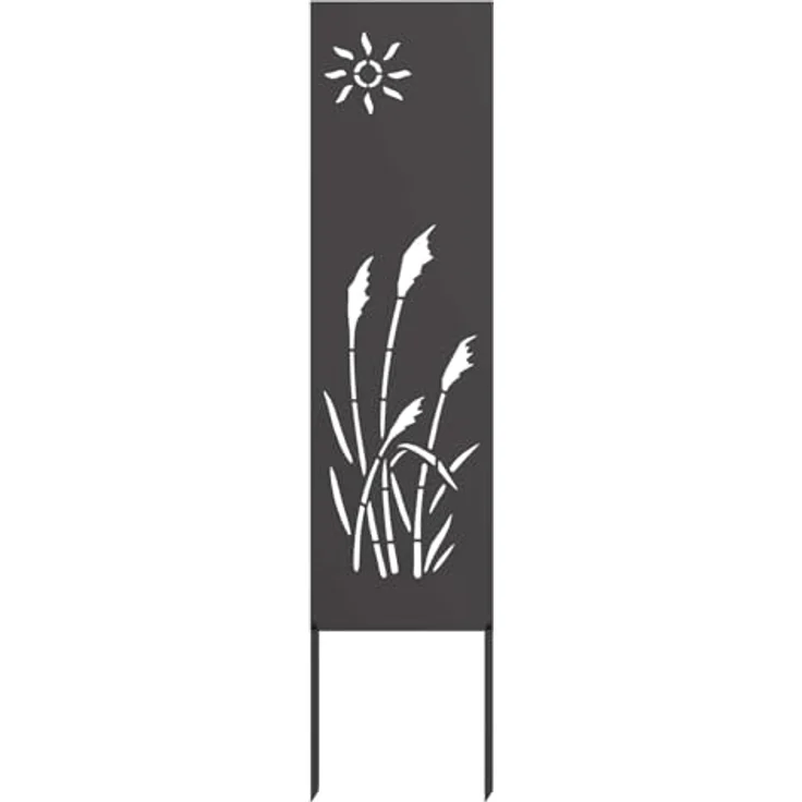 vidaXL Garten Sichtschutz-Leinwand Schwarz 32 x 140 cm, moderner Sichtschutz aus robustem Stahl, rechteckig, dekorative Einlagen, funktionale Trennwand für Terrasse und Garten – Bild 1