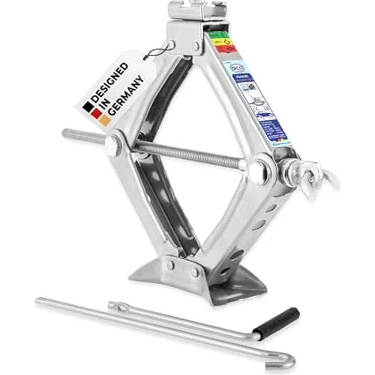 alca® Scherenwagenheber Kompakt 1 t – Robuster Stahl-Wagenheber bis -50° C, 360° drehbarer Sattel, Hubhöhe 100-350 mm, Gewicht ca. 2 kg, Hubbereich 250-350 mm, silber – Bild 1