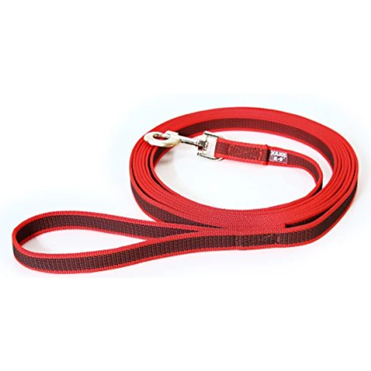 JULIUS K-9 IDC Color & Gray gumierte Leine, 20 mm x 3 m mit Schlaufe, Rot-Grau, strapazierfähiger Textilstoff, verstärkter Haltegriff – Bild 1