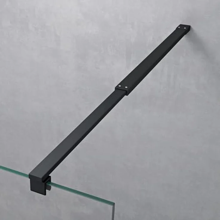doporro Duschwand Bremen, Duschabtrennung schwarz Profil Nano Glas, Einscheibensicherheitsglas – Bild 4