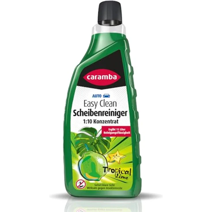 Caramba Easy Clean Scheibenreiniger Konzentrat 1:10, Glasreiniger für Windschutz- und Heckscheibe, 1 l mit frischem Limettenduft, für PKWs bis 0 °C geeignet