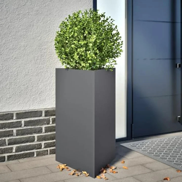 vidaXL Pflanzkübel Anthrazit Dreieckig 50x43x75 cm Stahl, rostbeständig und tief für gesundes Pflanzenwachstum – Bild 2