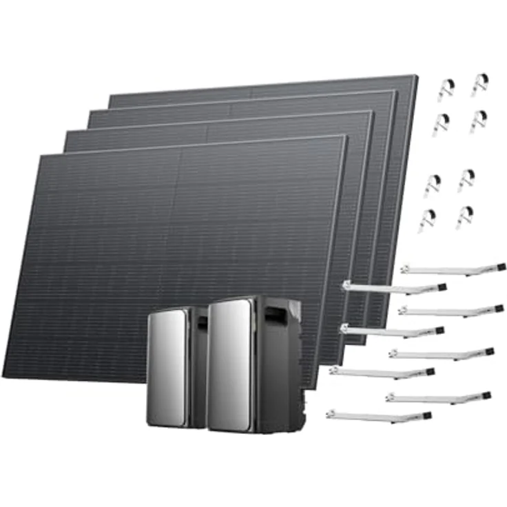 EcoFlow STREAM Ultra und AC Pro 3,84kWh, Balkonkraftwerk mit 1600W Speicher, Komplettset mit 4x 400W Solarpanel und Halterung für Gitterbalkon – Bild 1