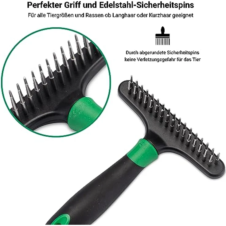 FinoPet Entfilzungsstriegel, Harkenkamm als Fellentwirrer für Hund und Katze, Hundebürste/Katzenbürste, Hundekamm/Katzenkamm zur Entfilzung und Entfernung der Unterwolle, Hundestriegel, Fellbürste – Bild 3