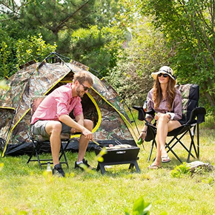 Relaxdays Klappgrill, mit Kohle-und Holzkohlegrillrost, klappbarer Faltgrill, Picknick und Camping, HBT 30x45,5x30cm, schwarz – Bild 3