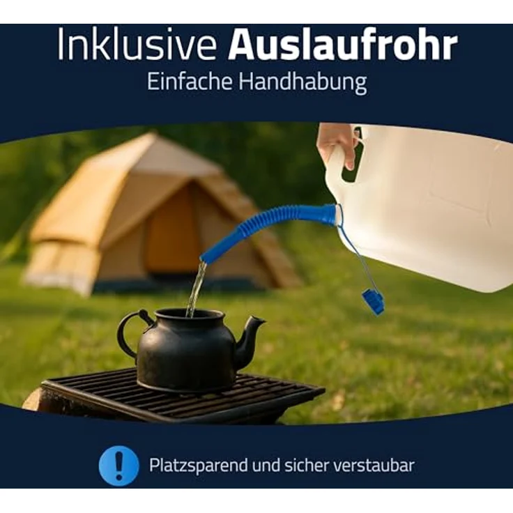 hünersdorff 817600 Wasserkanister ECO 22 L, HD-PE, Weiß, 22l, mit Rohr – Bild 6