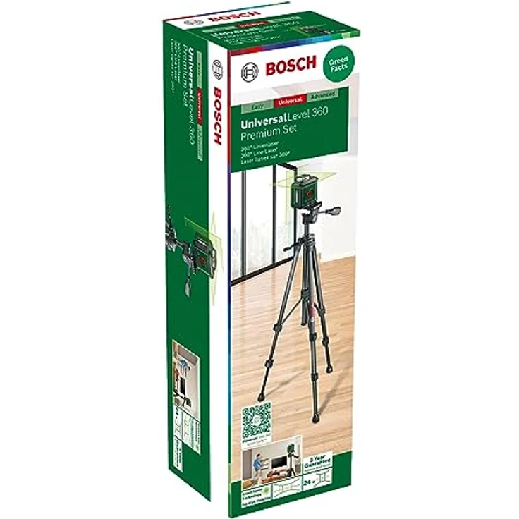 BOSCH UniversalLevel 360 Set, Kreuzlinien-Laser mit Stativ TT 150 - grüne Laserlinien, 360°-Linie, selbstnivellierend – Bild 2