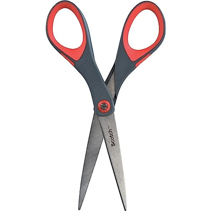 Scotch Präzisions-Büroschere mit rostfreien Stahlblättern - 18cm - Ideal für präzises Schneiden, für Rechts- und Linkshänder geeignet - Farbe grau/rot – Bild 2