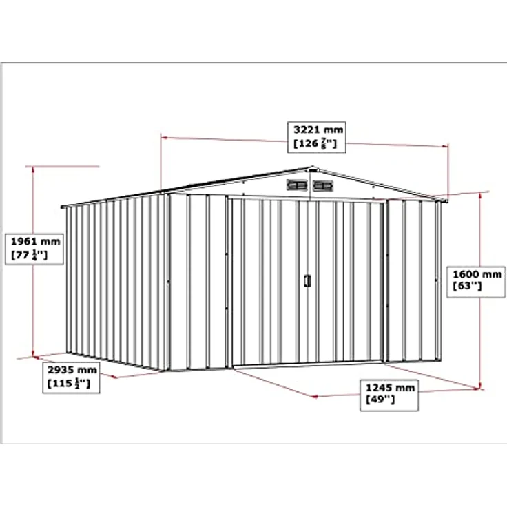 Duramax ECO 10 x 10 (9.16 m²) Metallgerätehaus, feuerverzinktes Metall gerätehaus - Geräteschuppen, verstärkte Dachkonstruktion, wartungsfreier und wetterfester Metallschuppen, Anthrazit – Bild 3