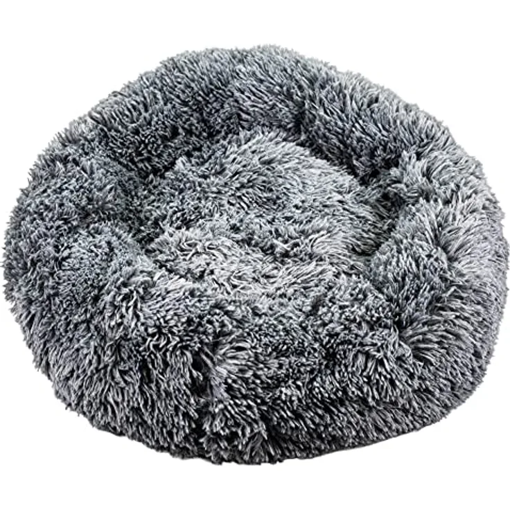 Procyon Flauschi - Hundebett in Donutform - das Kuschelbettchen für kleine bis mittelgroße Hunde - 60 cm - dunkelgrau
