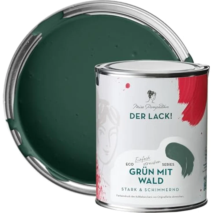 MissPompadour Holzfarbe Grün mit Wald, 1L Seidenmatte Möbelfarbe für Innen & Außen, witterungsbeständig und hohe Deckkraft – Bild 1