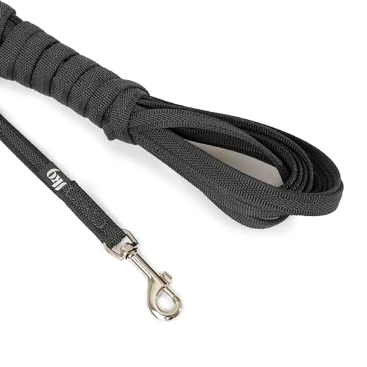 Julius-K9 Gummierte Leine mit Schlaufe Schwarz - Grau Grösse 3 (3, Hund, Allgemein), Halsband + Leine - Strapazierfähige Hundeleine mit eingewebten Gummifasern – Bild 2