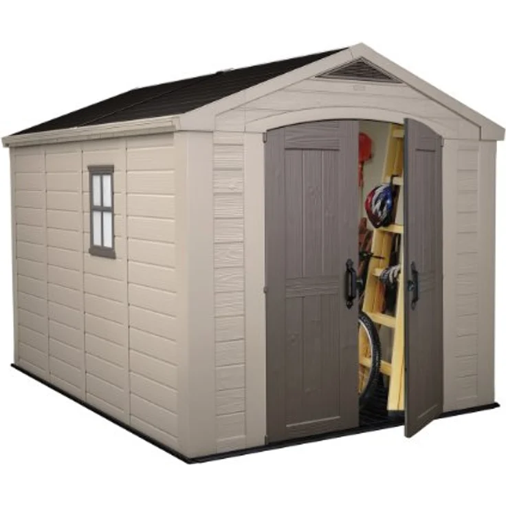 Keter Gerätehaus Factor 8x11, Beige, 15.5m³ Rauminhalt, Außenmaße (B/T/H): 256.5 x 332 x 243 cm, wetterfest, wasserdicht, UV-beständig, Outdoor – Bild 2