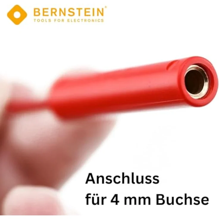BERNSTEIN Prüfspitze Klinge 1 mm Paar, Rot und Schwarz, Anschluss für 4 mm Buchse, vollisoliert bis auf die Spitze, Messkategorie CAT I, 30 V/AC und 60 V/DC – Bild 3