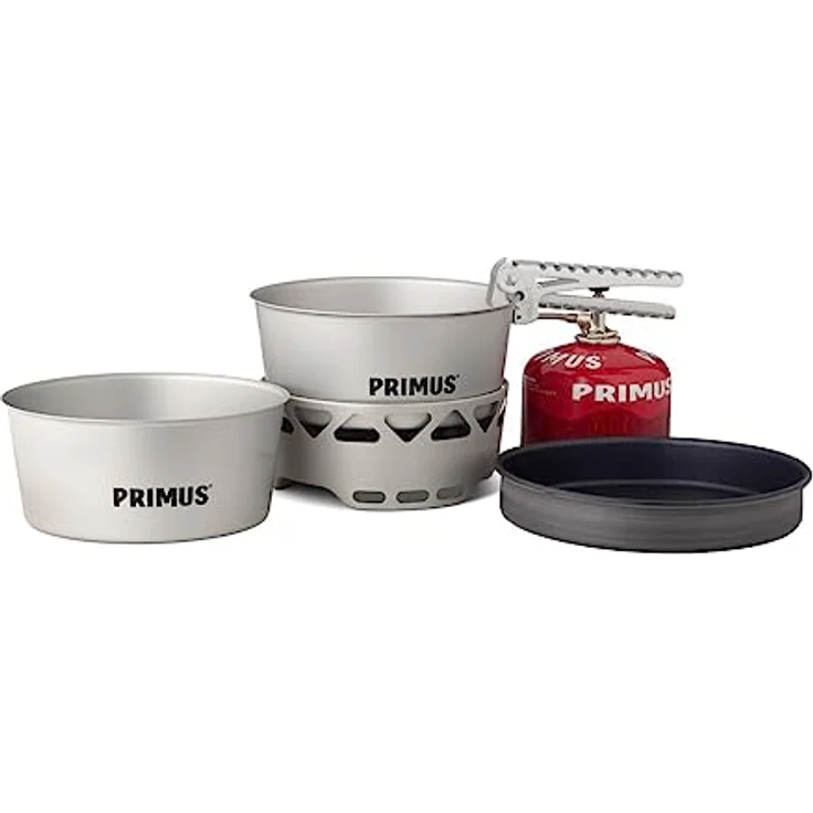 Primus Campingkocher, Gaskocher mit integriertem Windschutz und Brenner, 2,3 Liter Töpfe für 2-5 Personen, Aluminium, Höhe 11,6 cm – Bild 1