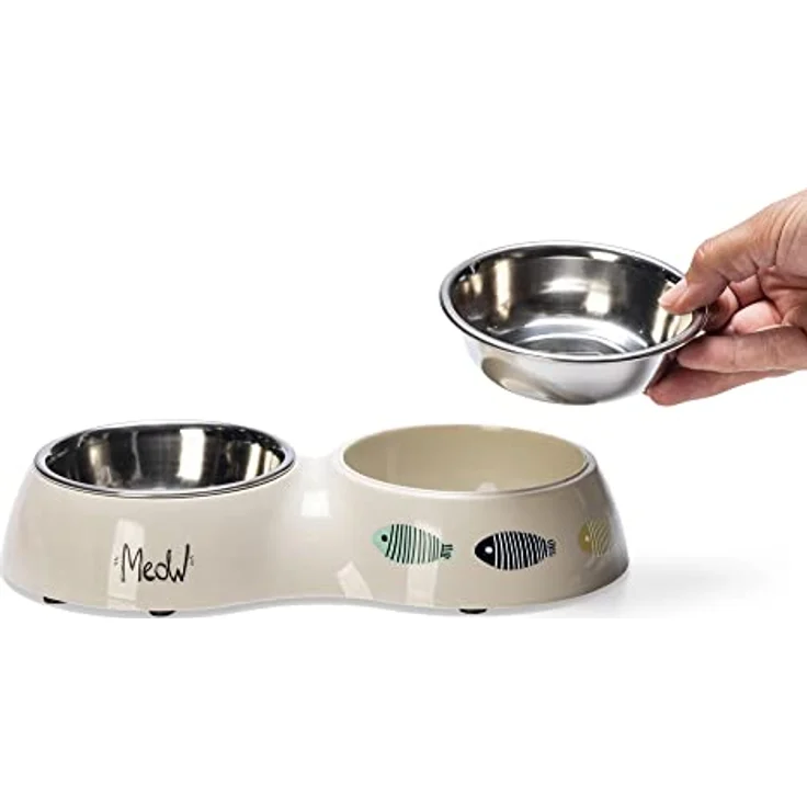 Karlie Katzennapf Yaren L: 27 cm B: 14 cm H: 5 cm 440 ml beige-hellgrau Dinner 2 x 220 ml – Bild 3