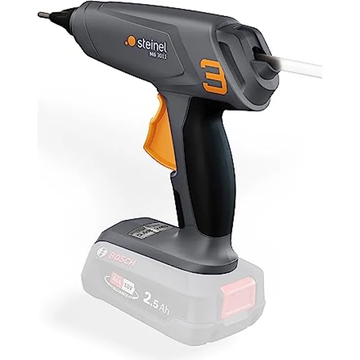 Steinel Akku Klebepistole MobileGlue 3011, kabellose ø11mm Heißklebepistole, 2 Temperaturstufen, kompatibel mit Bosch PFA Akku