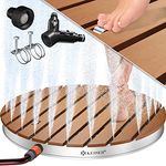 KESSER Gartendusche Bodendusche Außendusche Saunadusche Campingdusche 70x55 cm Rechteck Fontänenhöhe bis 4 m einstellbar Mit Fußrad, Aluminium-WPC, rutschfeste Standfläche Wetterfest, Holzoptik Braun, Rund