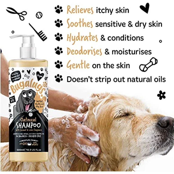 Bugalugs Hundeshampoo Oatmeal, pH-neutrales veganes Tiershampoo für Hunde, 500 ml, beruhigt trockene Haut, Lake District – Bild 2