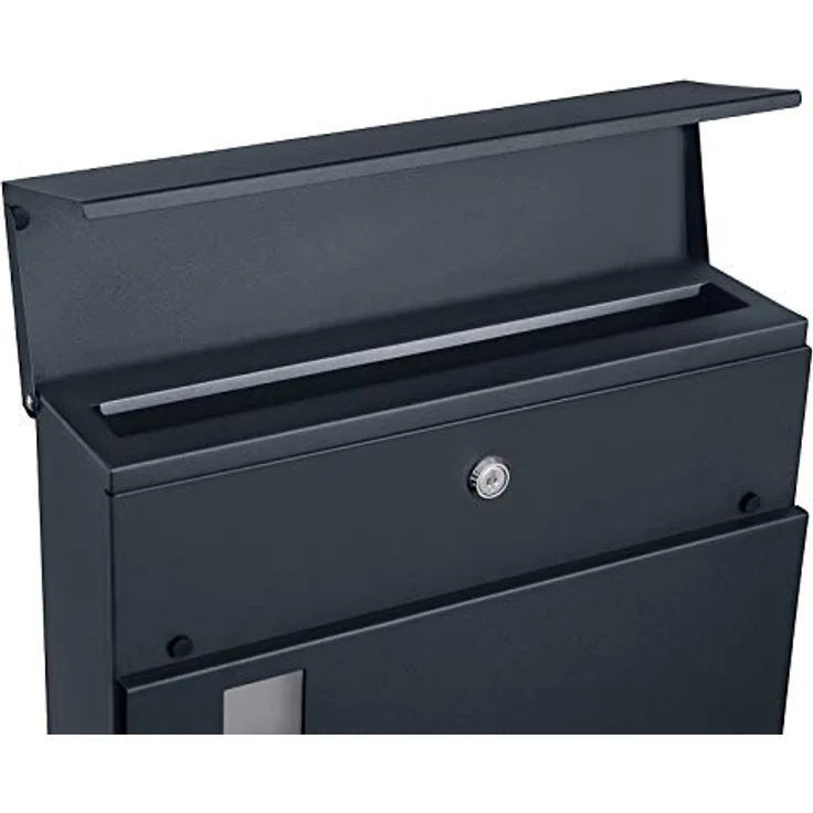 SONGMICS Moderner Briefkasten mit Zeitungshalter, Deckel, abschließbar, Grau Anthrazit GMB052G01 – Bild 5