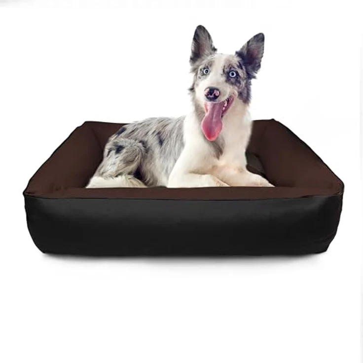 BedDog 2in1 Hundebett MAX Quattro, großes Hundekörbchen aus Cordura, waschbares Hundebett mit Rand, Hundesofa für drinnen, draußen, XL, Mocca, schwarz-braun – Bild 4