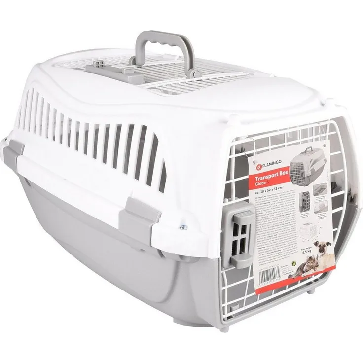 Flamingo Hunde-Transportbox Globe 1 grau, faltbare Transportbox