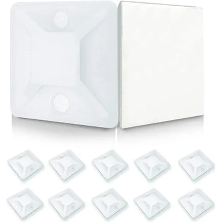 10 Stück Klebesockel für Kabelbinder Weiß 18 x 18 mm - [Zwei-Wege] Befestigungssockel Selbstklebend und mit Schraubstellen | Kabelschelle Klebepads | Kabelbinderhalter | Montagesockel Set - Preisvergleich