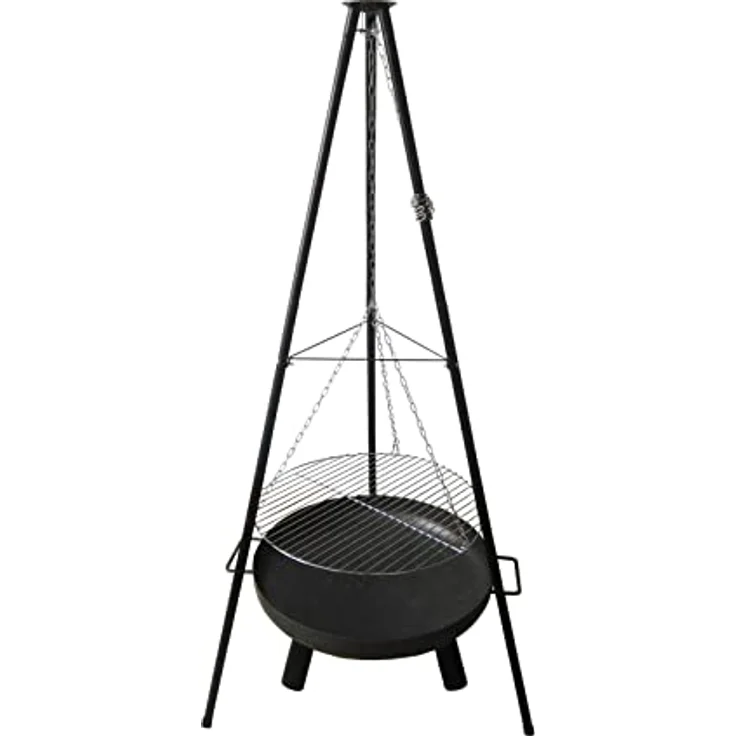 Multi-Grillset Holzkohlegrill Oslo 4 in 1, Dreibein-Grill mit Topf, 180 x 65 x 65 cm, Grillfläche 55 cm – Bild 3