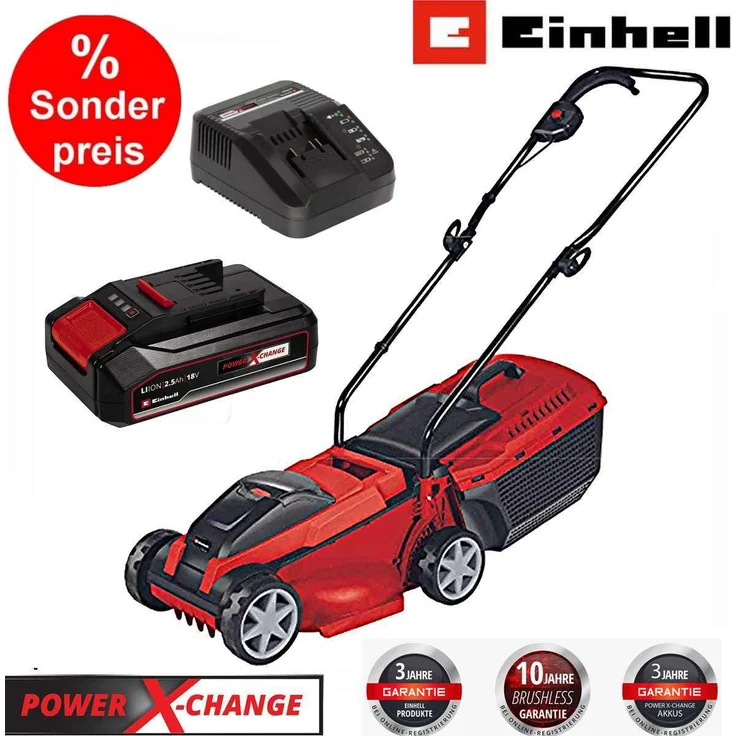 Einhell Akkurasenmäher City Rasenmäher GC-RM 18 Li- Kit 18V, Akku 2.5 Ah 32 cm Schnittbreite, grün