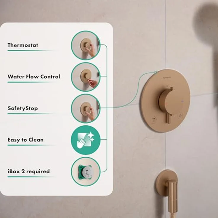 hansgrohe Ecostat Comfort S Duschthermostat Unterputz, Mischbatterie für 2 Verbraucher mit SafetyStop bei 40°C, brushed bronze, 33715140 – Bild 2