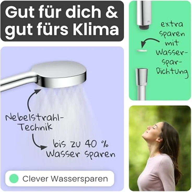 instmaier Handbrause Cleo, wassersparende Nebelfunktion, selbstreinigend mit iF Design Award 2025, inkl. 1,5 m Brauseschlauch – Bild 7