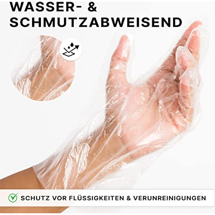 ARNOMED PE-Einmalhandschuhe, 100 Stück transparente, latexfreie Plastikhandschuhe für Lebensmittel, Haare färben und Haushaltshandschuhe – Bild 3