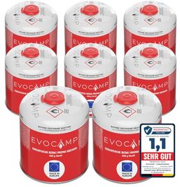 EVOCAMP 8x Propan Butan Gaskartuschen 450g