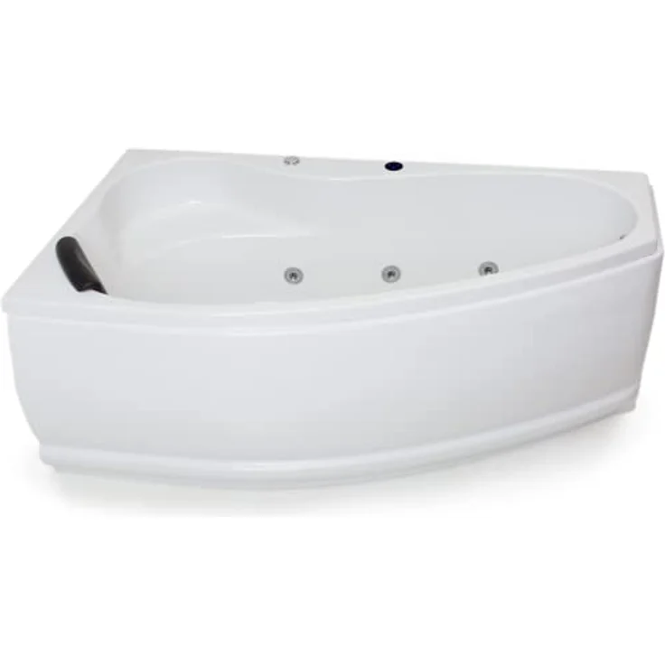 Basera® Whirlpool-Badewanne Formentera Links 160 x 90 cm, LED, 9 Massagedüsen, Komplett-Set, Hochglanz Weiß – Bild 2