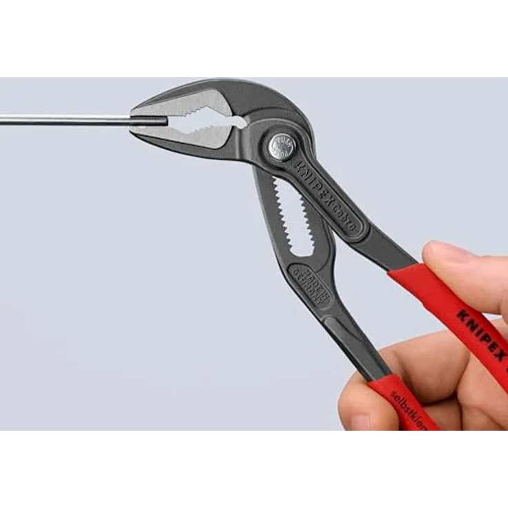 Knipex Cobra ES Wasserpumpenzange 180 mm, extra schlank poliert mit rutschhemmendem Kunststoffgriff, grau atramentiert – Bild 6