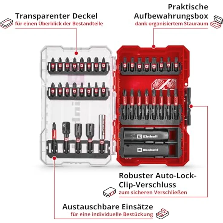Einhell M-CASE 39-tlg. Impact-Bit- und Stecknuss-Set, schlagfeste Bits und Sechskantnüsse aus S2 Stahl, praktische Aufbewahrungsbox – Bild 3