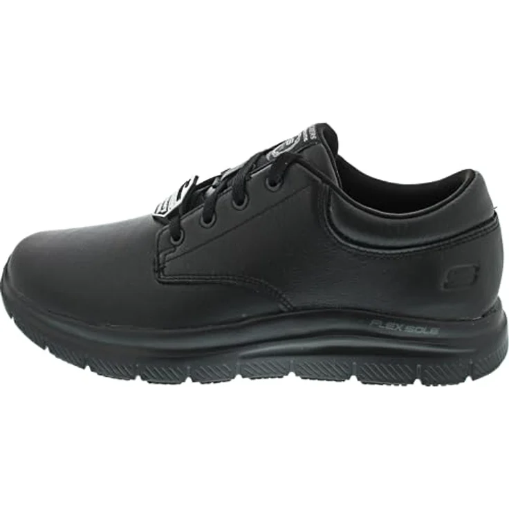 Skechers FLEX ADVANTAGE SR-FOURCHE, Berufsschuh Schnürschuh für Gastronomie und Pflege, gepolsterte Innensohle, schwarz, Leder, rutschhemmend, Memory-Schaum, Relaxed Fit – Bild 1