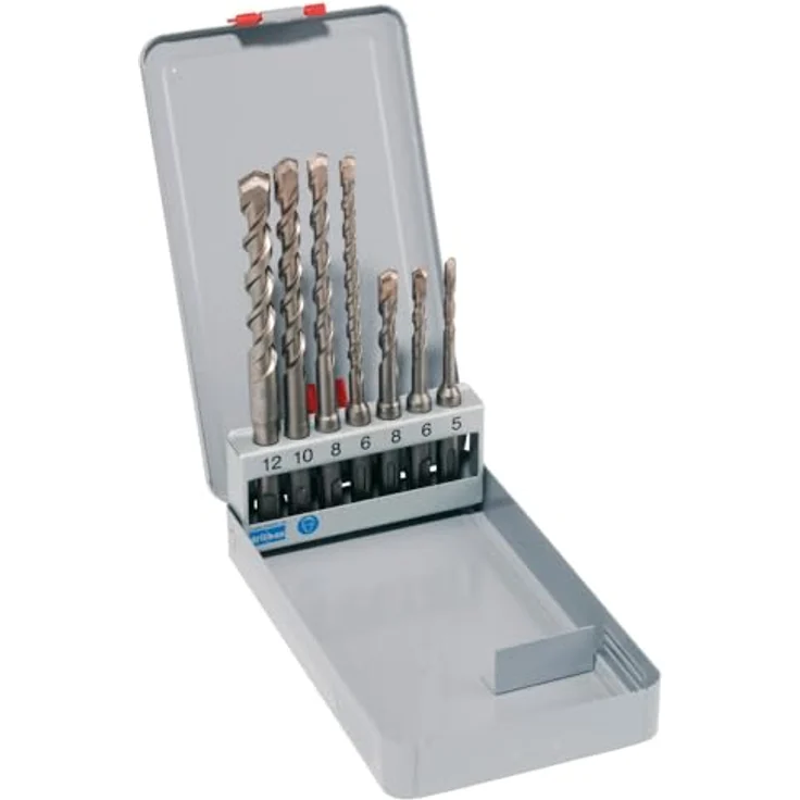 Forum Hammerbohrer SDS-plus-Satz, 7-teilig in Metallkassette für Beton und Naturstein, Durchmesser 5-12 mm – Bild 1