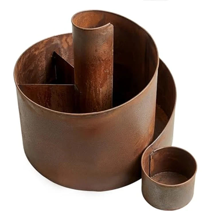 Spetebo Edelrost Eisen Kräuterspirale 3 Ebenen, 58 x 43 cm, Metall Kräuterschnecke mit 5 Kammern zum Bepflanzen, Natur Rost – Bild 3