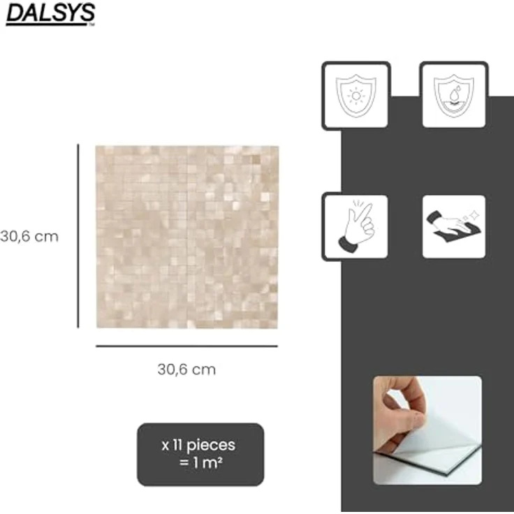 Dalsys 11x Wandpaneele Aluoptik 1m², selbstklebend in Gold/Champagner, pflegeleichte 3D-Wandverkleidung – Bild 2