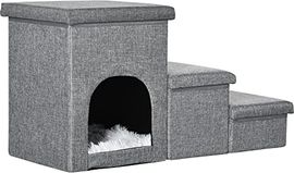 PawHut Hundetreppe, 3-stufig mit Höhle und Stauraum