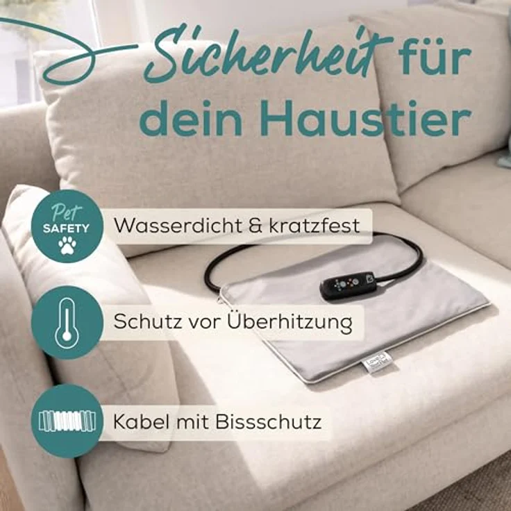 Beurer BEU PP 210 Heizmatte Lilli, elektrische Wärmematte für kleine Hunde und Katzen, waschbarer Bezug, kratzfestes Heizelement, wasserdicht (IPX7), 2 Temperaturstufen, 4 Timer-Einstellungen, 41 x 34 cm – Bild 6