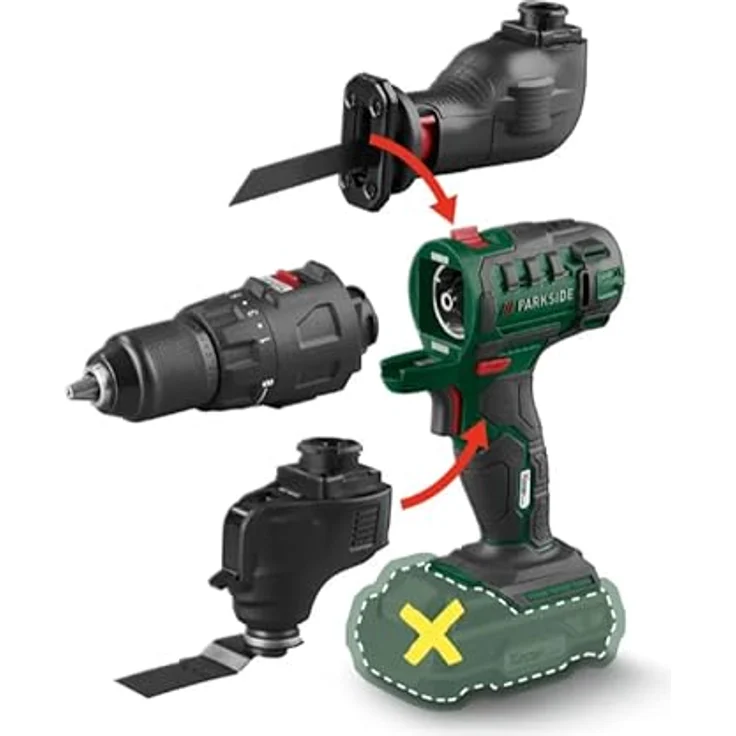 Parkside Akku-Bohrschrauber Kombigerät 3in1 PKGA 20-Li C2, 20 V - Werkzeugloser Aufsatzwechsel, Stufenlose Drehzahlsteuerung, Softgrip, im Koffer – Bild 5