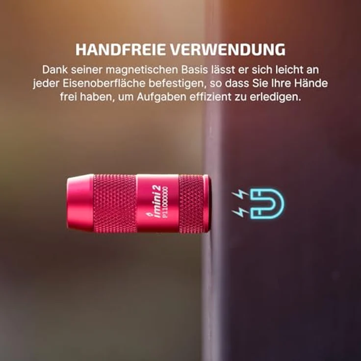 OLIGHT iMini 2 Mini LED Taschenlampe, USB-aufladbar, 50LM, IPX6, magnetische Basis, warmes Rot, 19,5g – Bild 4