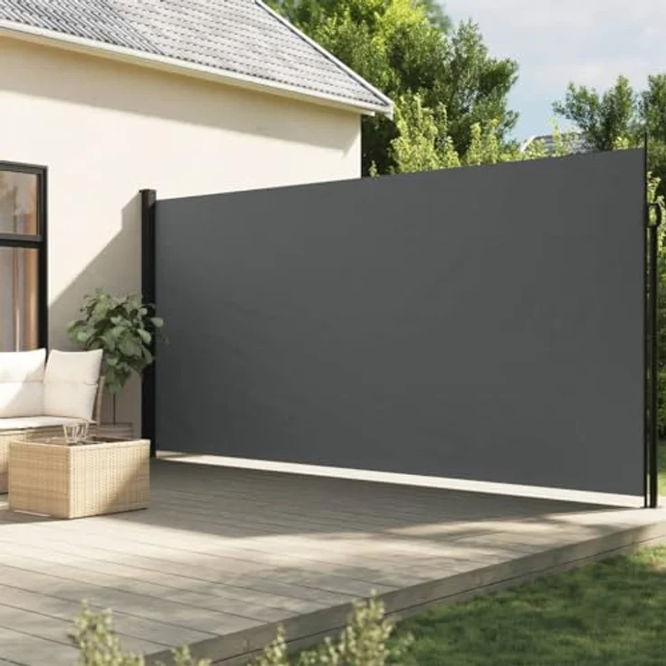 vidaXL Seitenmarkise, Wandmarkise mit PU-Beschichtung, Sichtschutz für Balkon Terrasse Garten, Windschutz Markise, Ausziehbar Anthrazit Polyester – Bild 2