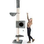 HAPPYPET Kratzbaum Grosse Katzen Stabil XXL Deckenhoch, 250 bis 275 cm – 18 cm Dicke Stämme, Große Liegemulden bis 20 kg, Höhle, geprüftes Holz, Katzenkratzbaum für Maine Coon