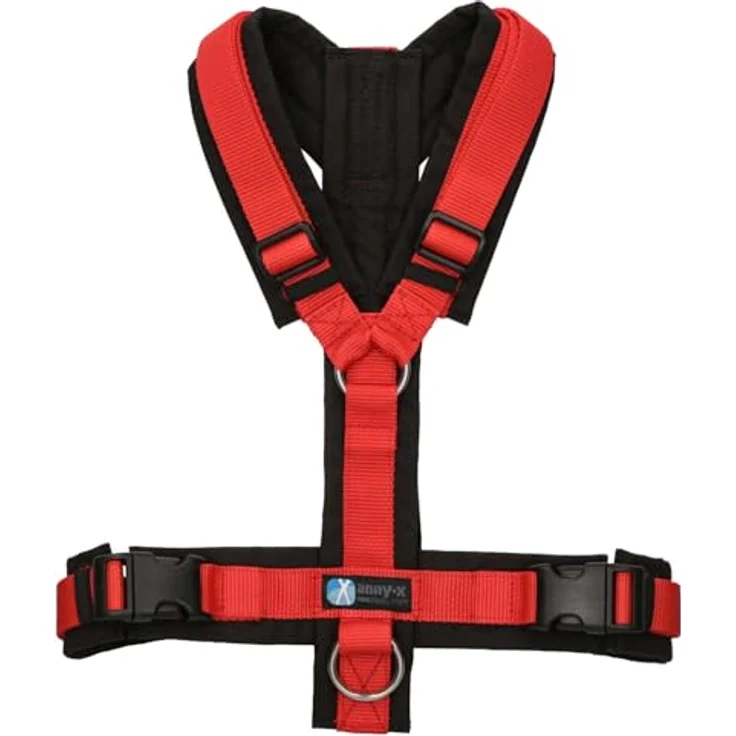 anny-x Brustgeschirr Fun schwarz rot - Gr. M, ergonomisch und rückenschonend mit vollunterlegter Polsterung – Bild 2