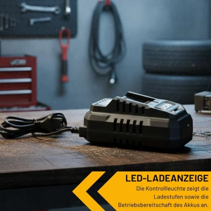 JCB Professional Schnellladegerät JCB-18FC-45, 18V 4,5A für Li-Ion Akkus, intelligente Ladesteuerung, Überladeschutz, kompakt und robust – Bild 4