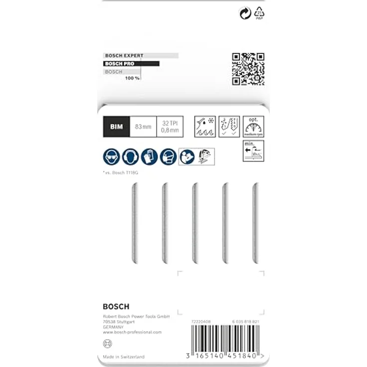 Bosch Professional 5 Stück Stichsägeblatt T 118 GFS Basic for Stainless Steel (Edelstahl, Zubehör Stichsäge) – Bild 3