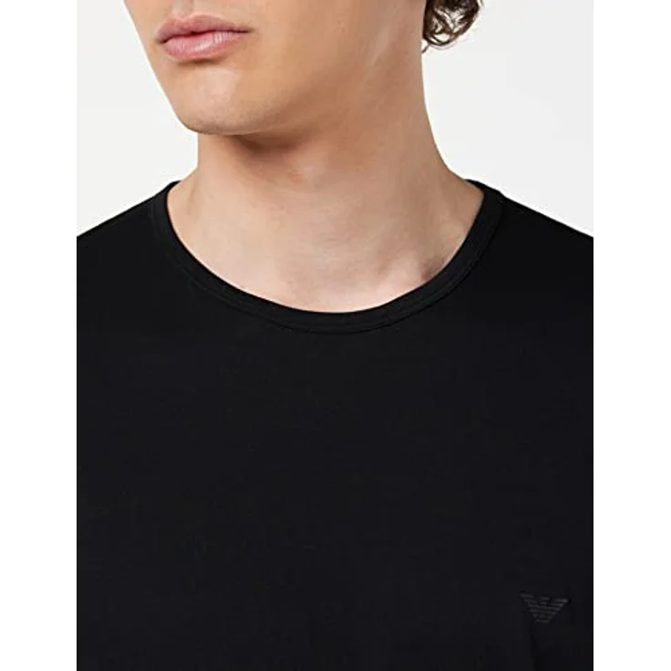 Emporio Armani Herren T-Shirt Casual, figurbetont, grau, Größe S, aus atmungsaktiver Baumwolle mit Rundhals-Ausschnitt und Eagle-Logo – Bild 4